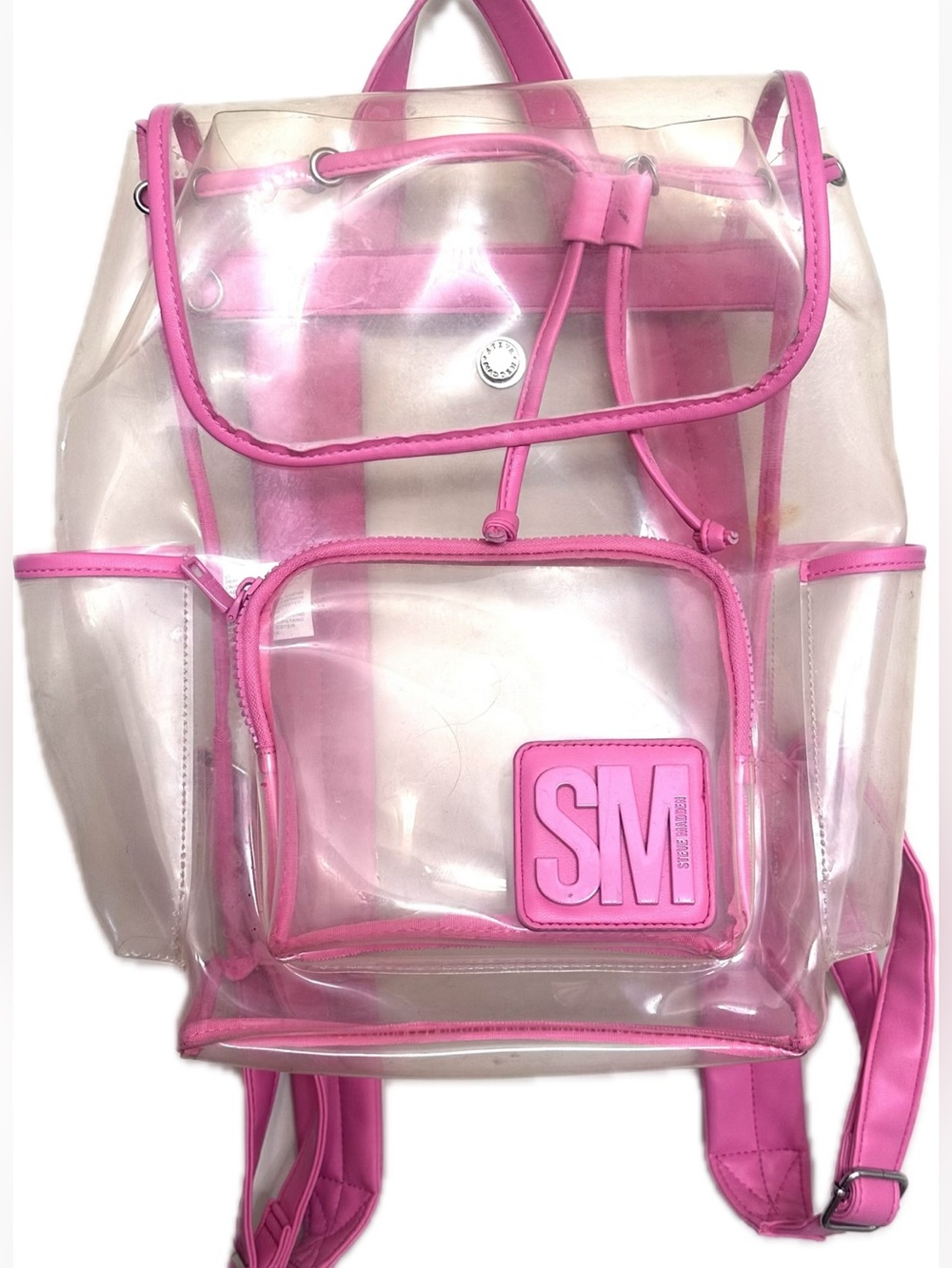 Steve Madden Clear Backpack with Pink Trim
